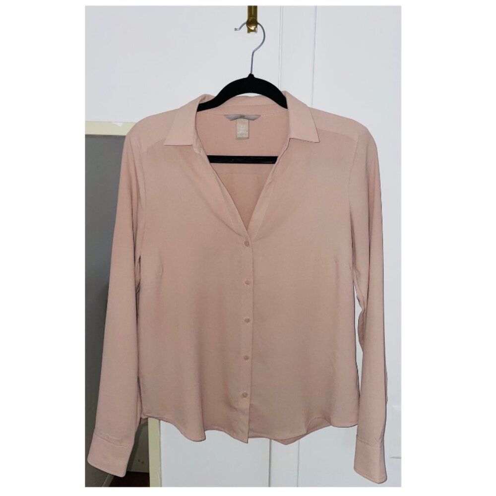 H&M Pink Button Up Long Sleeve Top (Size S)